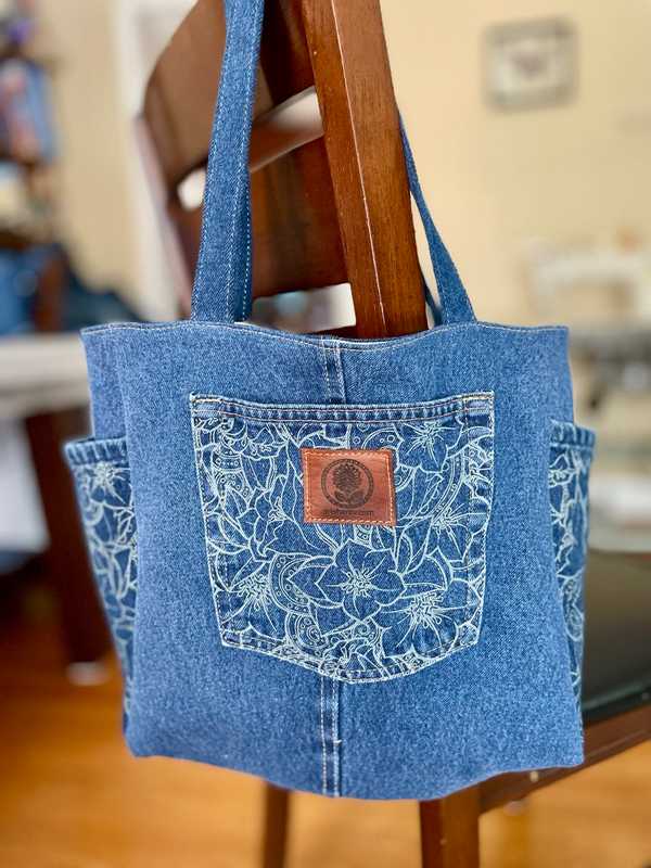 Hand made upcycled Upcycled Denim Tote Bag - No. 43 - 1