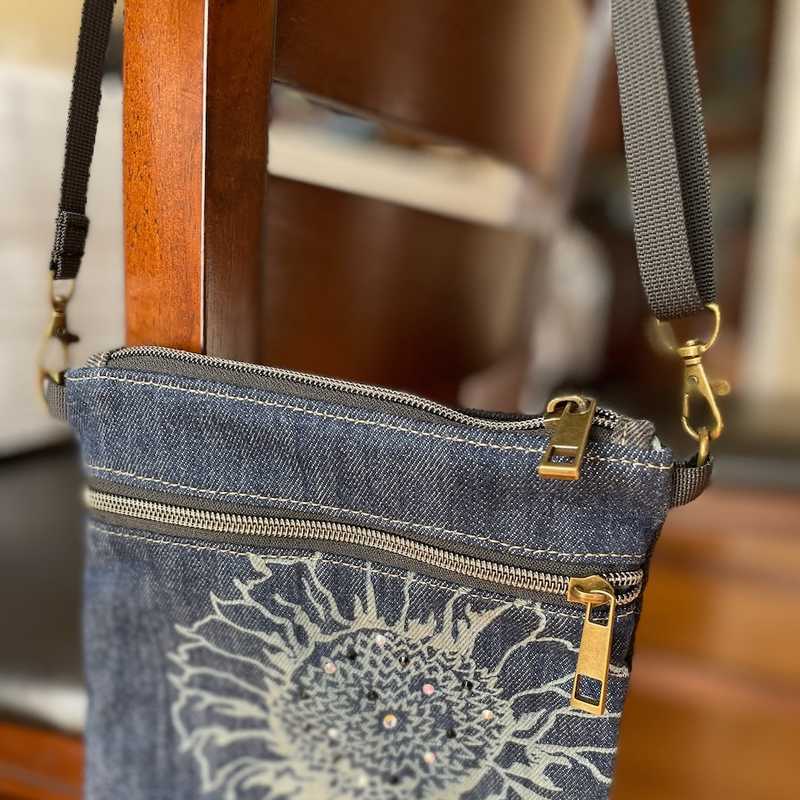 Small Handmade Upcycled Denim Crossbody or Shoulder Bag No. 26