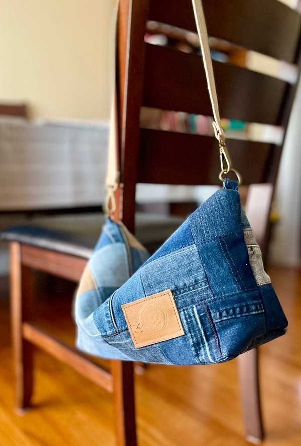 Hand made upcycled Upcycled Denim Patchwork Shoulder Bag - Handmade Eco-Friendly Crossbody No. 9 - 1