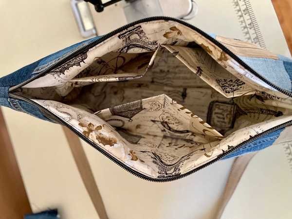 Hand made upcycled Upcycled Denim Patchwork Shoulder Bag - Handmade Eco-Friendly Crossbody No. 9 - 5