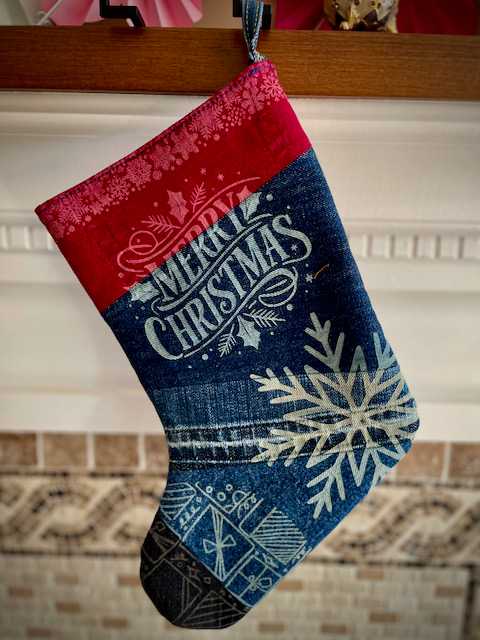 Hand made upcycled Christmas Stocking with Laser Engraving No. 2 - 2