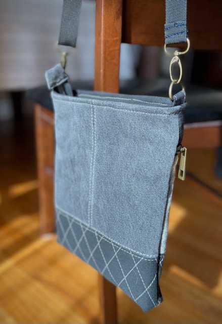 Hand made upcycled Handmade Upcycled Denim Crossbody Bag – One-of-a-Kind Sustainable Shoulder Bag No. 15 - 3