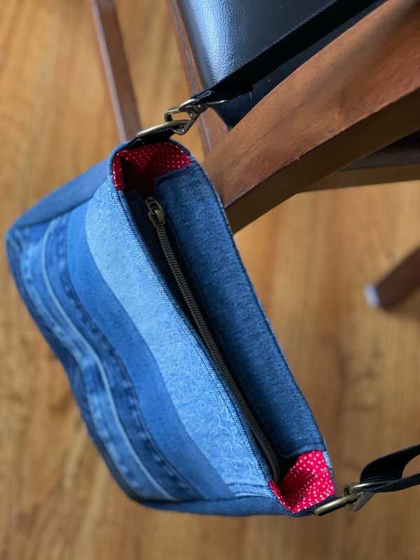 Hand made upcycled Handmade Upcycled Denim Crossbody Bag - Sustainable Shoulder Bag No. 29 - 3