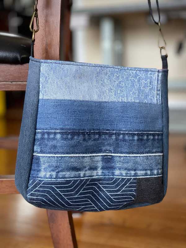 Hand made upcycled Handmade Upcycled Denim Crossbody Bag - Sustainable Shoulder Bag No. 29 - 2