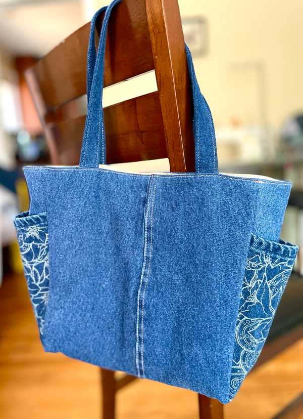 Hand made upcycled Upcycled Denim Tote Bag - No. 43 - 2