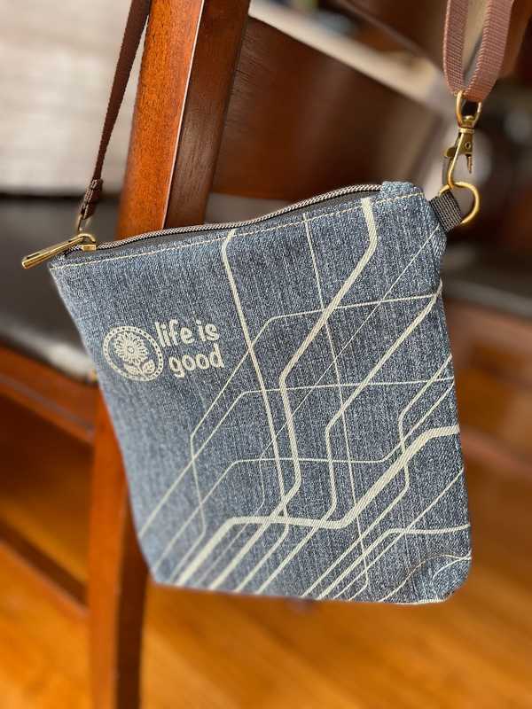 Hand made upcycled Small Handmade Upcycled Denim Crossbody or Shoulder Bag No. 25 - 2