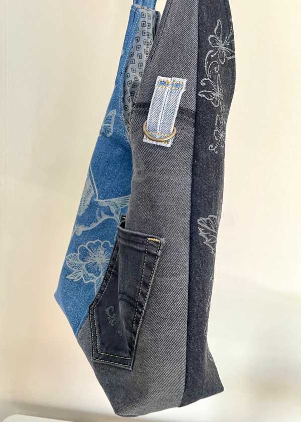 Hand made upcycled Handmade Upcycled Denim Crossbody Bag - Sustainable Shoulder Bag No. 30 - 4