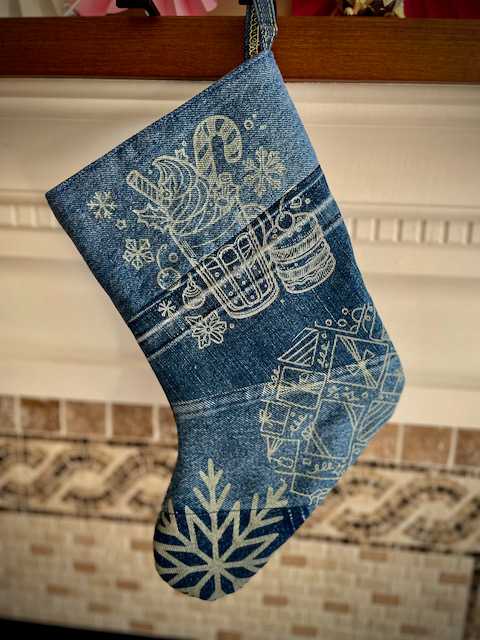 Hand made upcycled Christmas Stocking with Laser Engraving No. 5 - 2