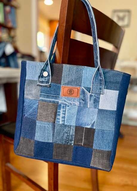 Hand made upcycled Upcycled Denim Patchwork Tote Bag - No. 48 - 1