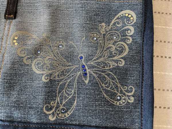 Hand made upcycled Upcycled Denim Teacher's Waist Apron - Heavy Duty Utility Pocket Apron for Classroom & Crafting No. 9 - 3