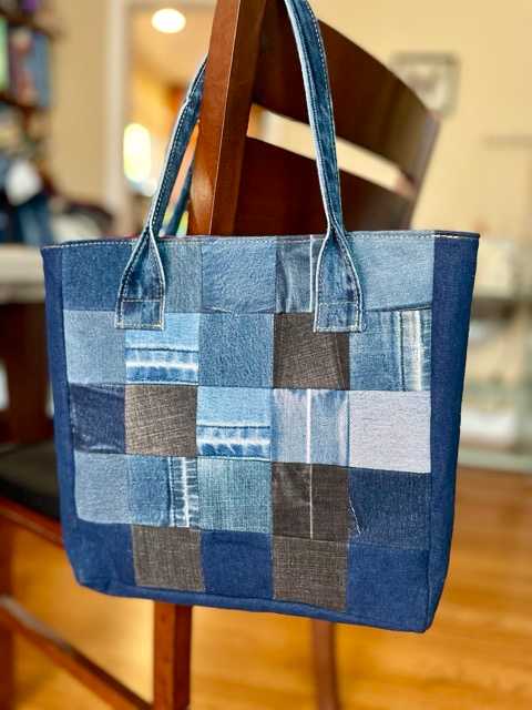 Hand made upcycled Upcycled Denim Patchwork Tote Bag - No. 48 - 2