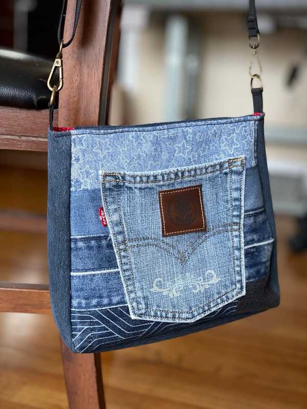 Hand made upcycled Handmade Upcycled Denim Crossbody Bag - Sustainable Shoulder Bag No. 29 - 1