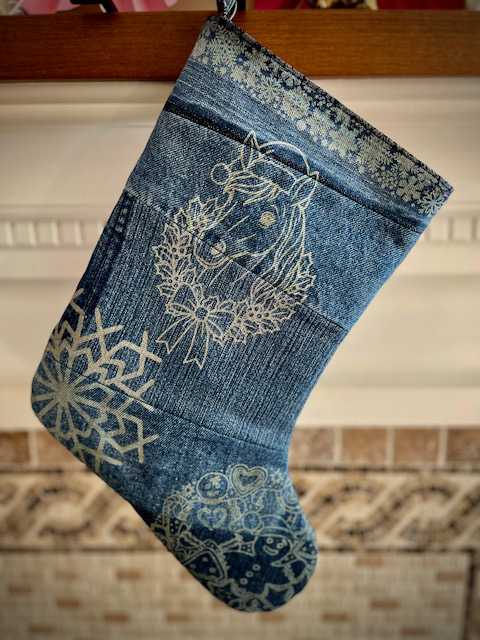 Hand made upcycled Christmas Stocking with Laser Engraving No. 1 - 2