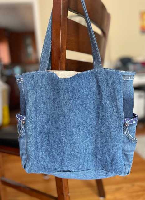 Hand made upcycled Upcycled Denim Tote Bag - No. 44 - 2