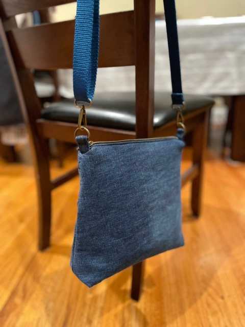 Hand made upcycled Handmade Upcycled Denim Shoulder Bag – One-of-a-Kind Sustainable Messenger Bag No. 10 - 2