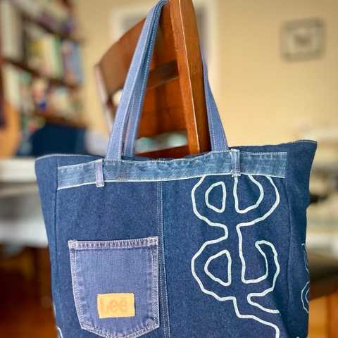 Upcycled Denim Large Tote Bag - No. 46