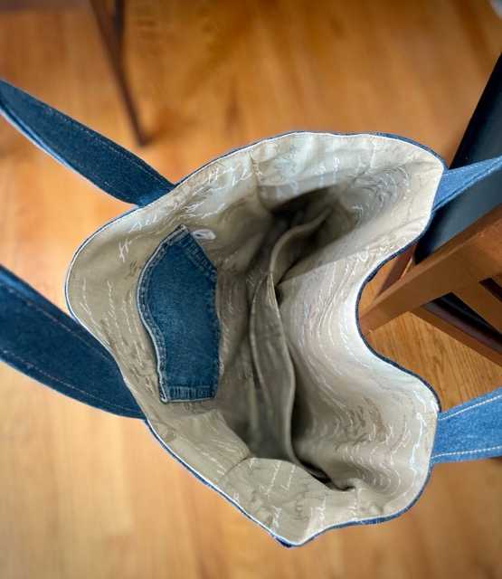 Hand made upcycled Upcycled Denim Tote Bag - No. 44 - 5