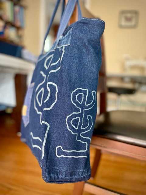 Hand made upcycled Upcycled Denim Large Tote Bag - No. 46 - 2