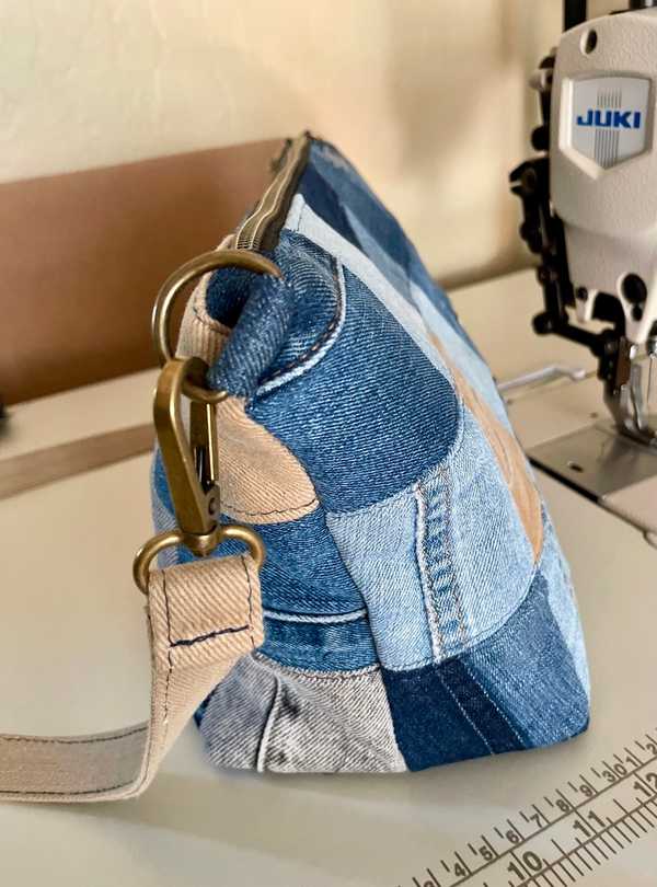Hand made upcycled Upcycled Denim Patchwork Shoulder Bag - Handmade Eco-Friendly Crossbody No. 9 - 4