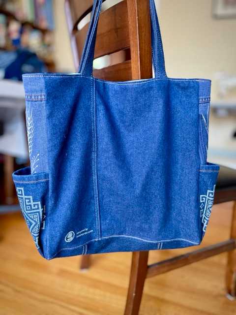 Hand made upcycled Upcycled Denim Ukrainian Themed Tote Bag - No. 47 - 2