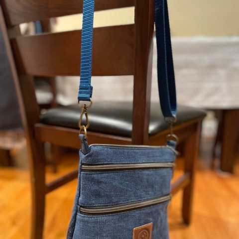Handmade Upcycled Denim Shoulder Bag – One-of-a-Kind Sustainable Messenger Bag No. 10