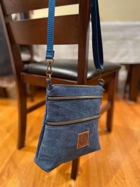 Hand made upcycled Handmade Upcycled Denim Shoulder Bag – One-of-a-Kind Sustainable Messenger Bag No. 10 - 1