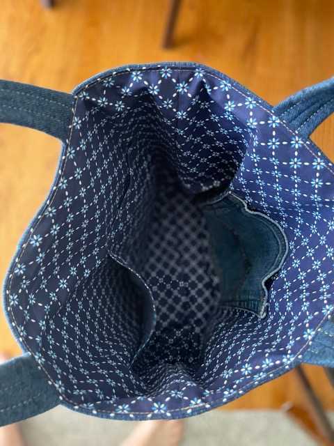 Hand made upcycled Upcycled Denim Tote Bag - Sustainable Multi-Pocket Tote No. 42 - 3